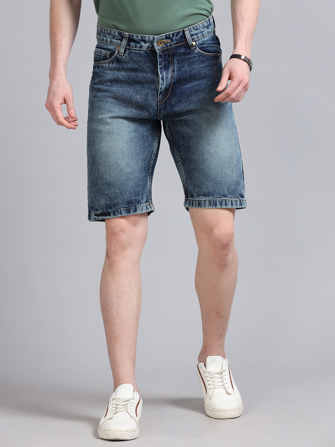 

The Roadster Lifestyle Co Pure Cotton Relaxed Fit Non Stretch Denim Shorts, Blue