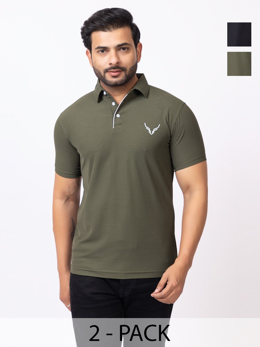 

BUFFARO Men Solid Polo Collar Cotton T-shirt, Green