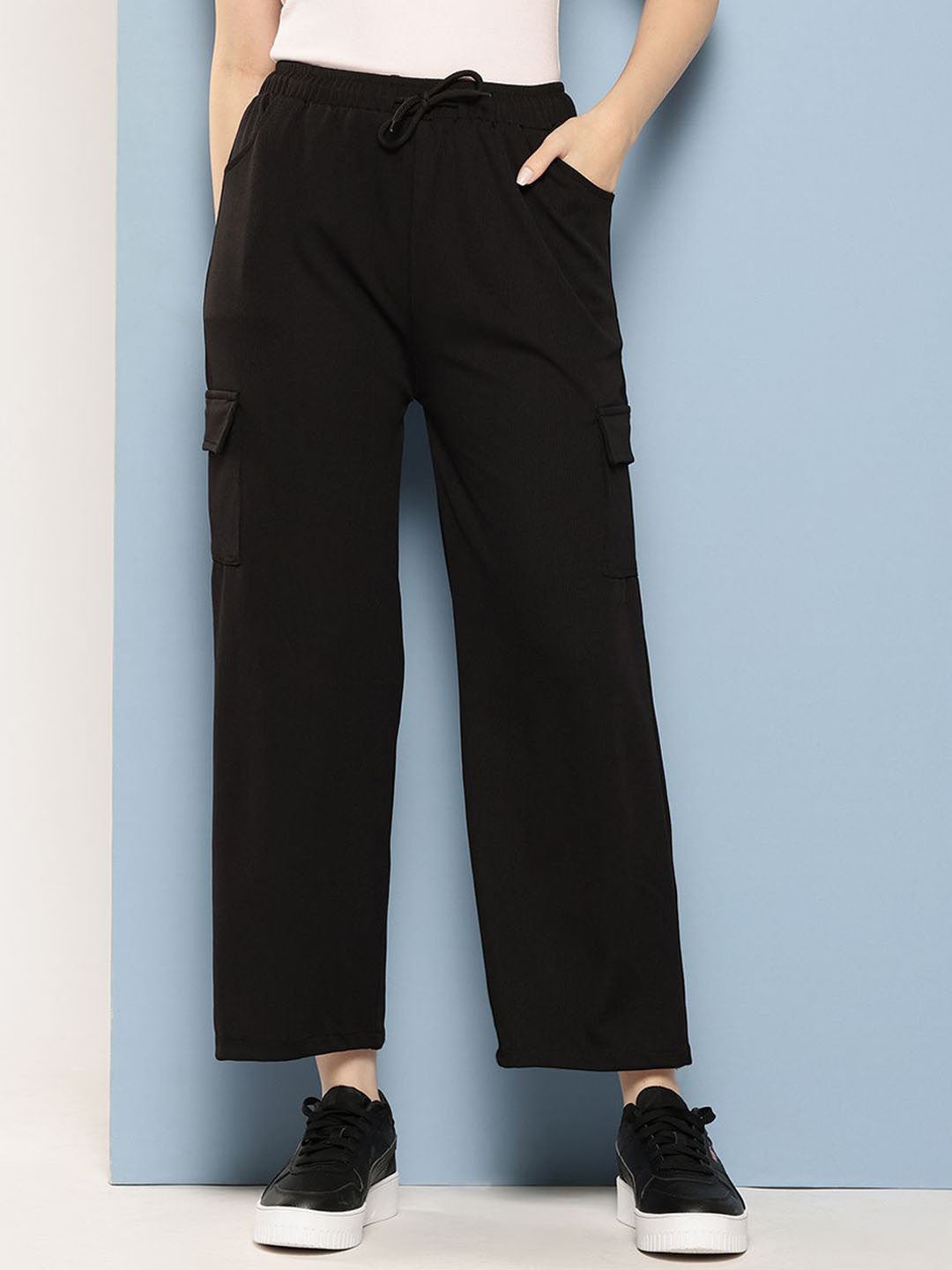 

CORSICA Women Original High-Rise Loose Fit Cargo Trousers, Black