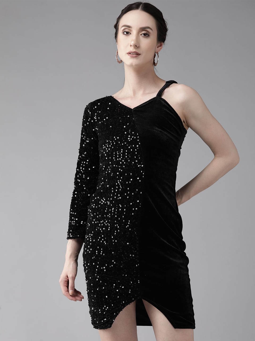 

CORSICA Velvet Sheath Dress, Black