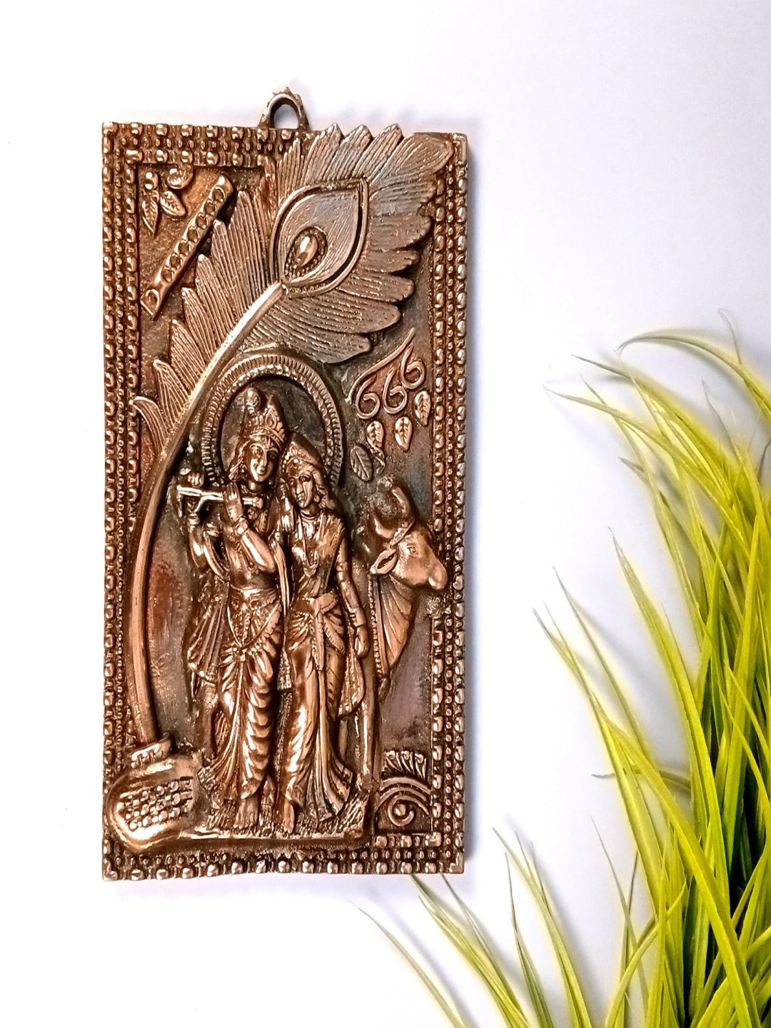 

apka mart Bronze Radha Krishna Textured Metal Wall Hanging Decor