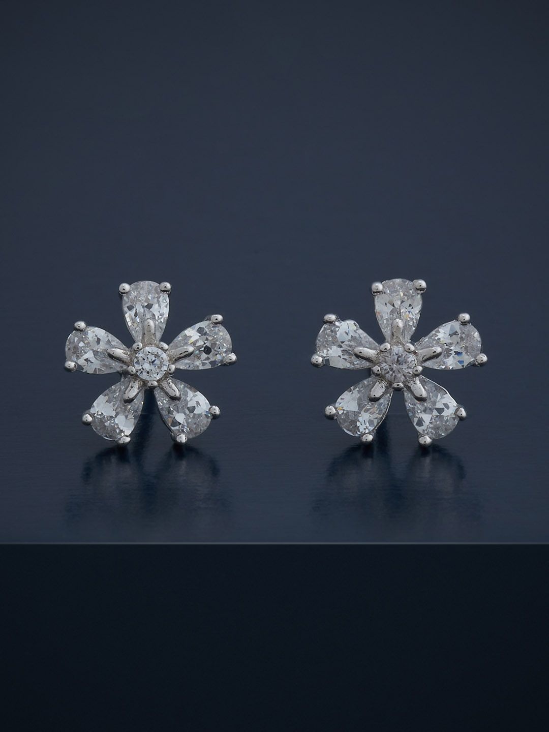 

Kushal's Fashion Jewellery 92.5 Silver Rhodium-Plated Classic Studs, White