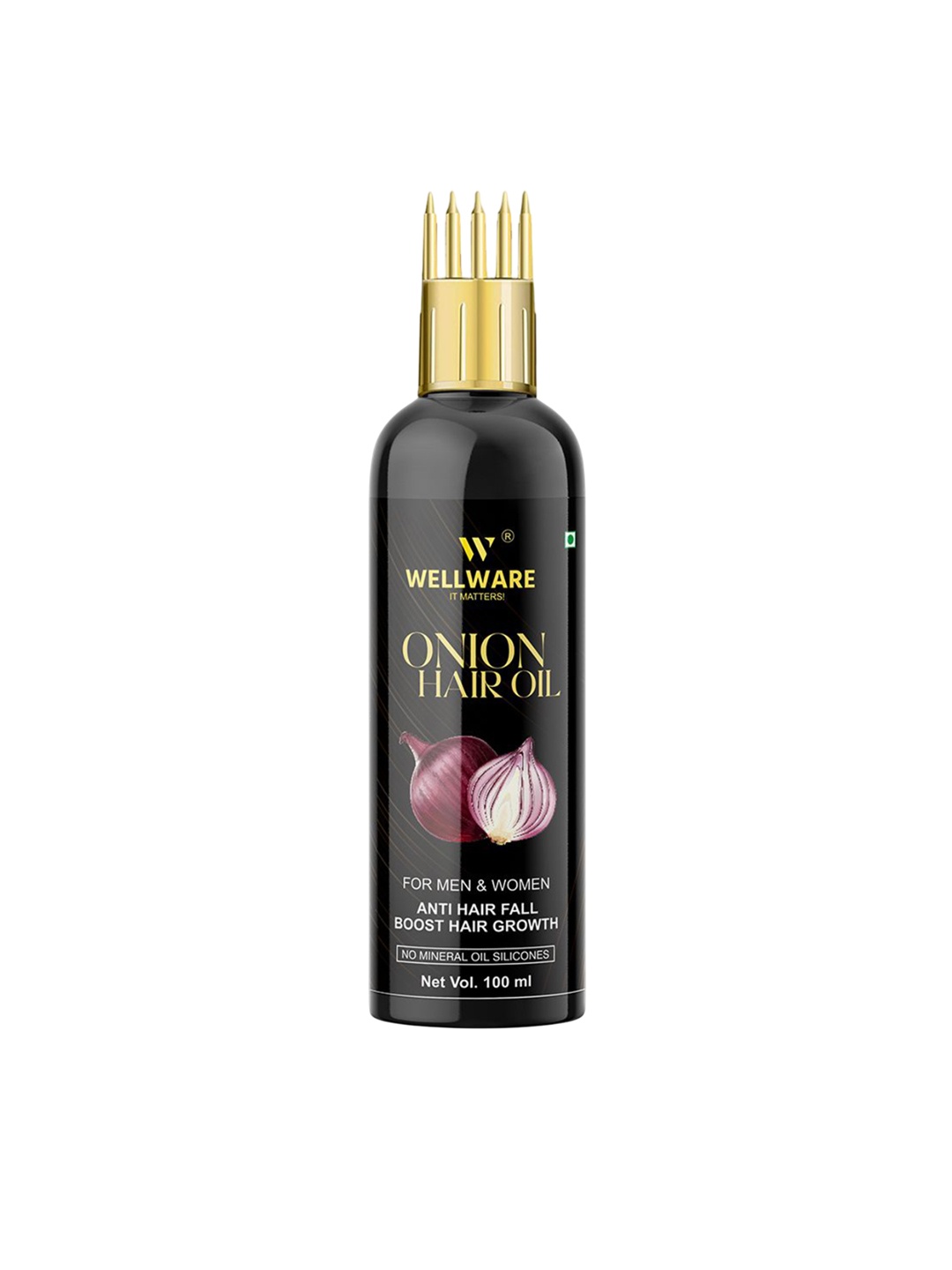 

WELLWARE Onion Hair Growth & Hair Fall Control Hair Oil With Applicator - 100 ml, Black