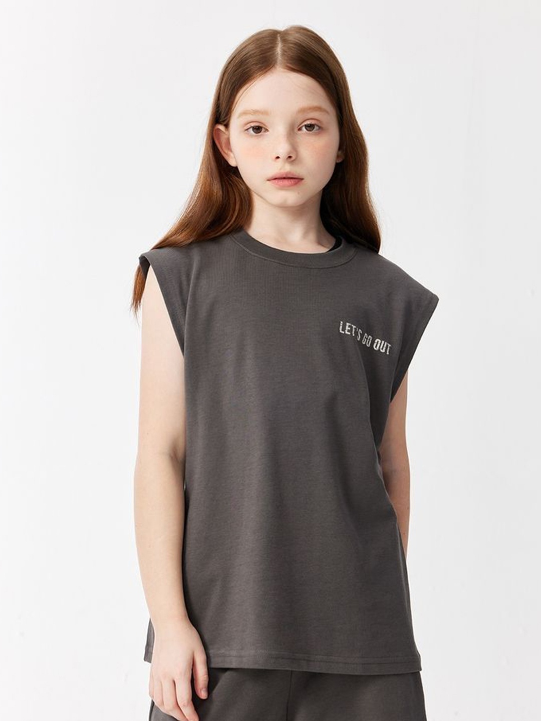 

LULU & SKY Girls Extended Sleeves T-shirt, Grey