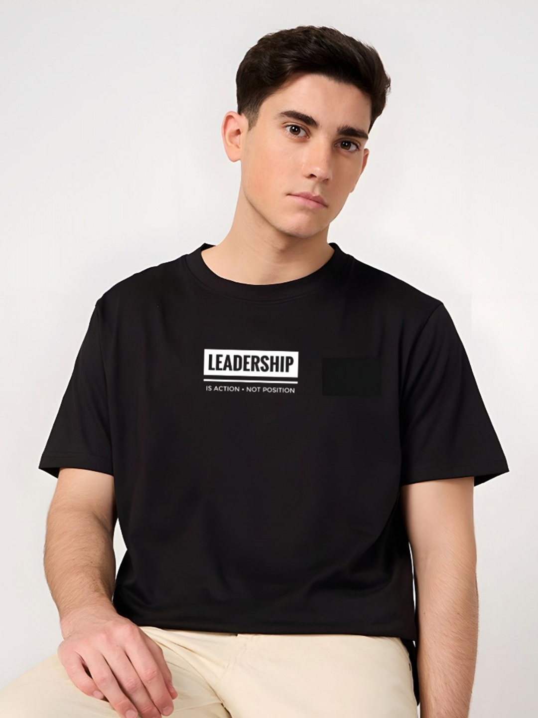 

Moda Rapido Men Typography Printed Round Neck Cotton Relaxed Fit T-shirt, Black