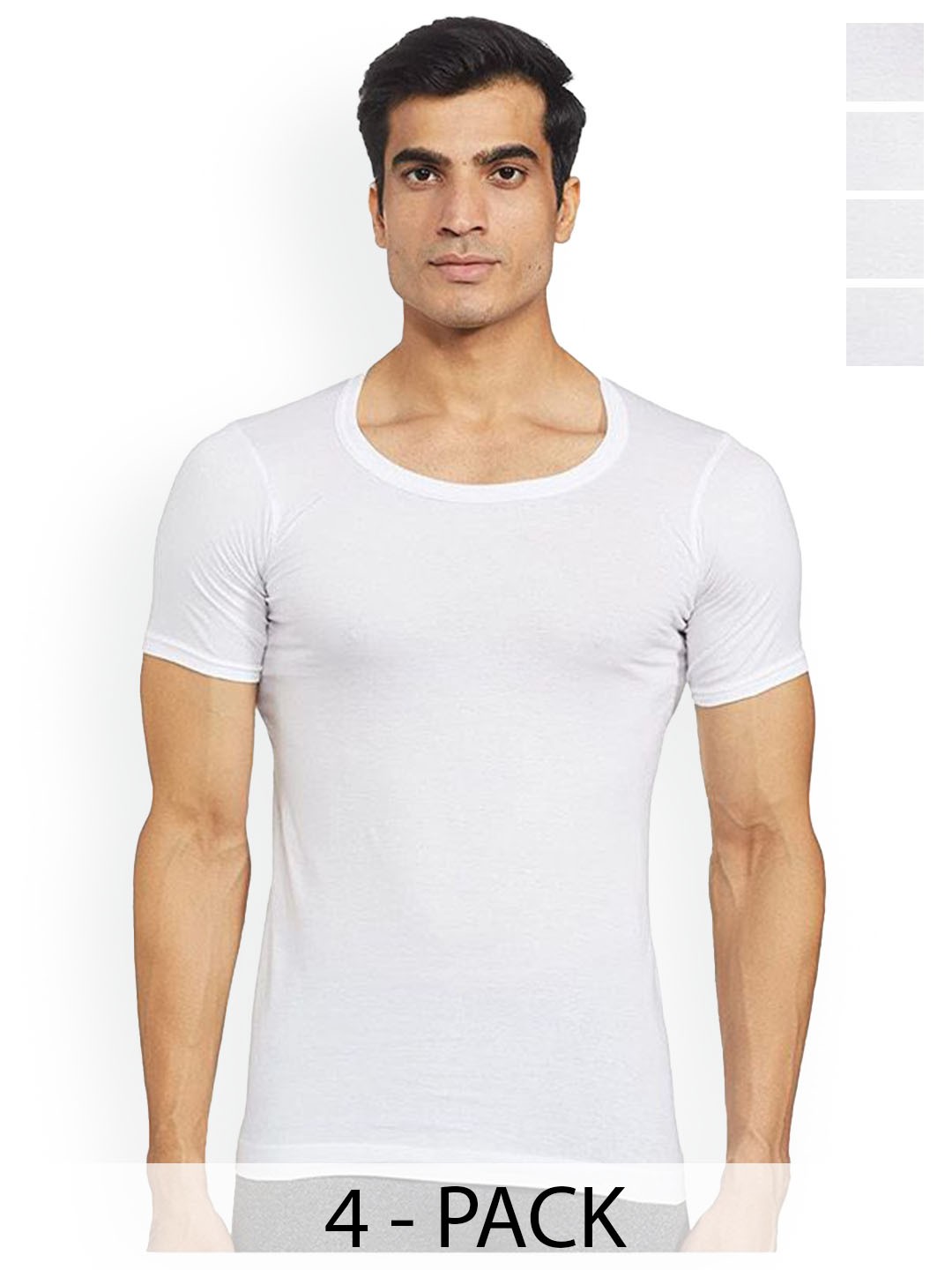 

Rupa Pack Of 4 Pure Cotton Innerwear Vests - Frontline-Sky-White-RNS-4-100
