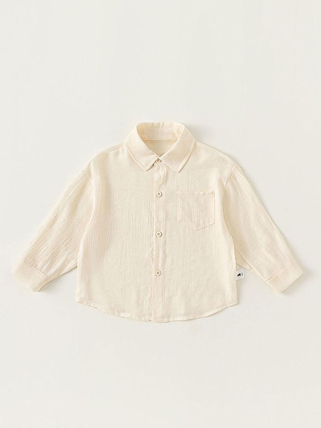 

LULU & SKY Boys Spread Collar Textured Cotton Casual Shirt, Beige