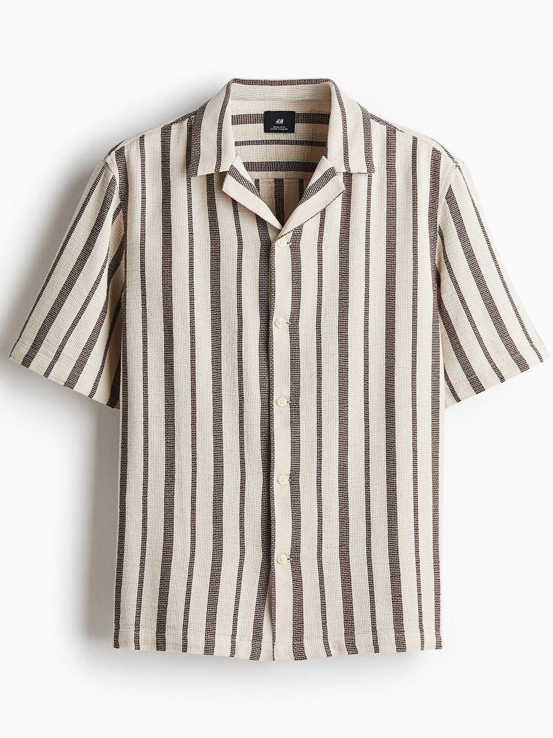 

H&M Regular Fit Textured Resort Shirt, Brown