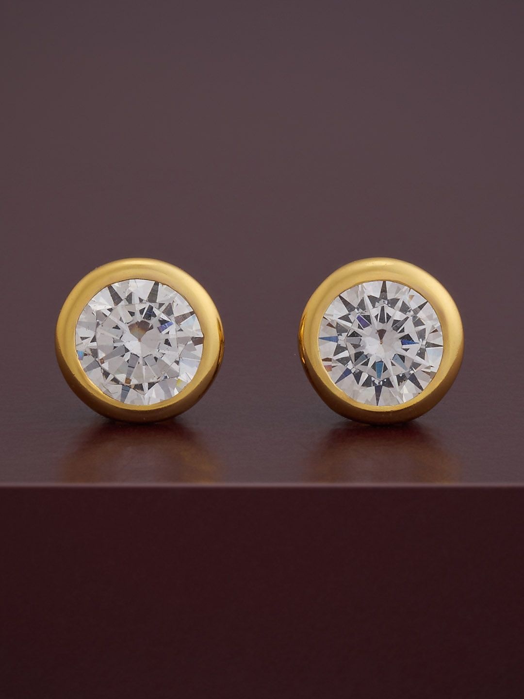 

Kushal's Fashion Jewellery 92.5 Silver Gold-Plated CZ Studded Studs Earrings