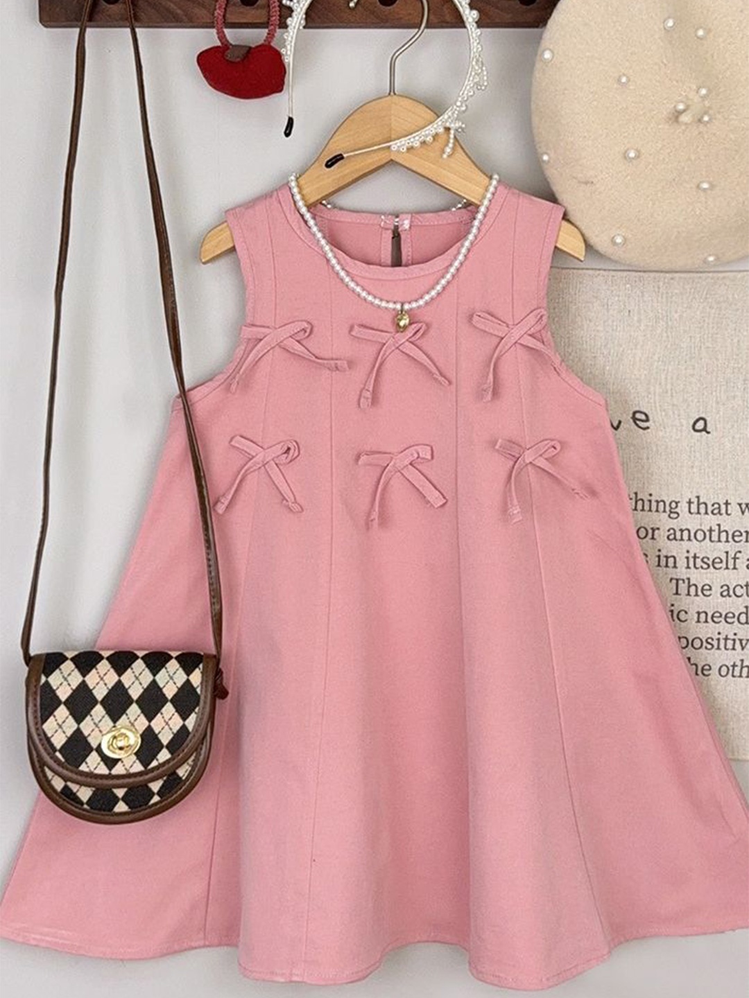 

LULU & SKY Girls Fit & Flare Bow Detailing Trapeze Dress, Pink