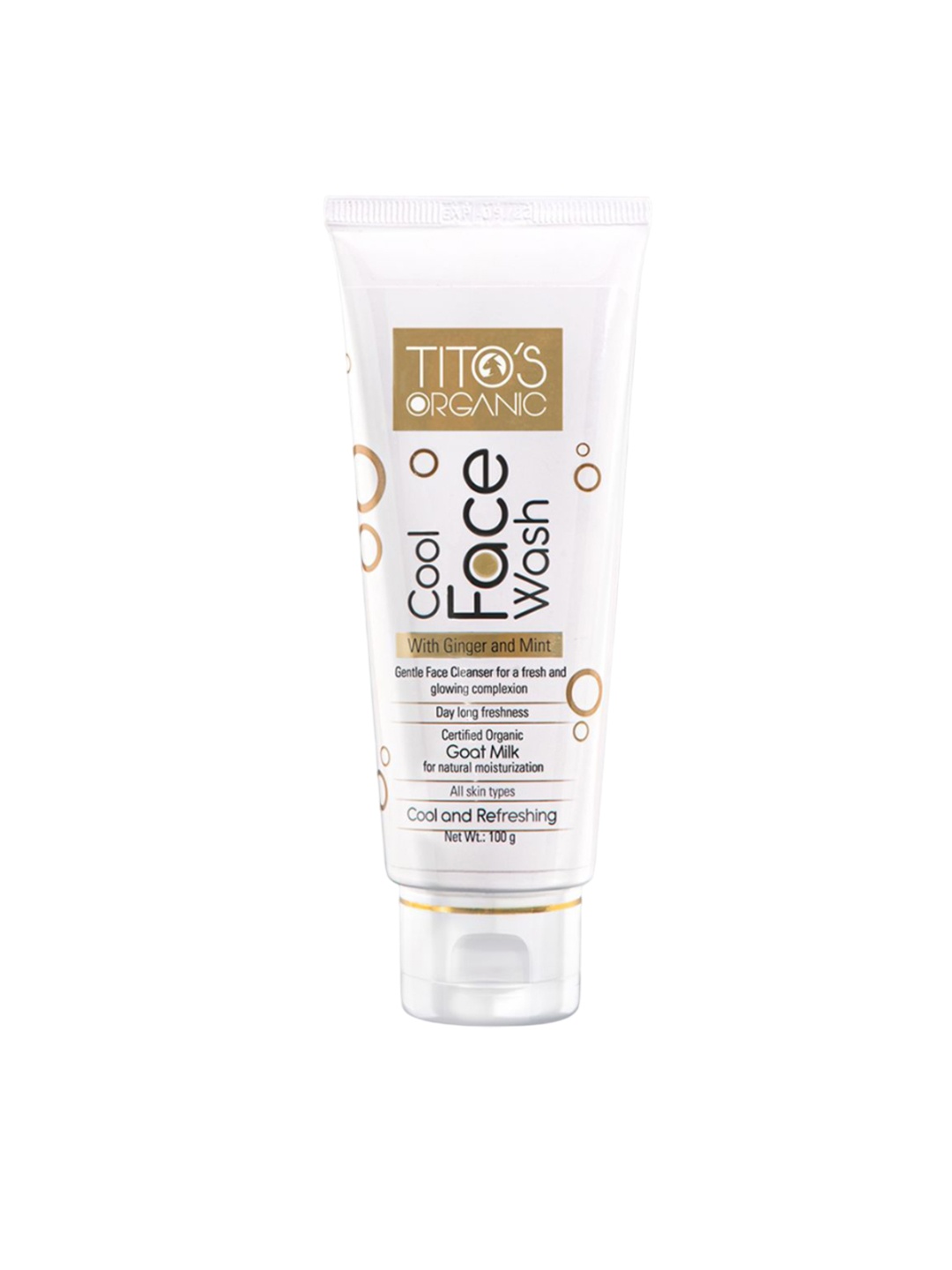 

TITO'S ORGANIC Goat Milk Cool Face Wash With Ginger & Milk - 100 g, White