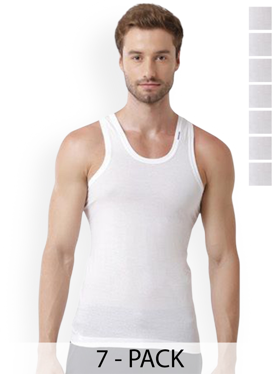

Rupa Pack Of 7 Pure Cotton Undershirt Vests Frontline-White-Vest-RN-7-75