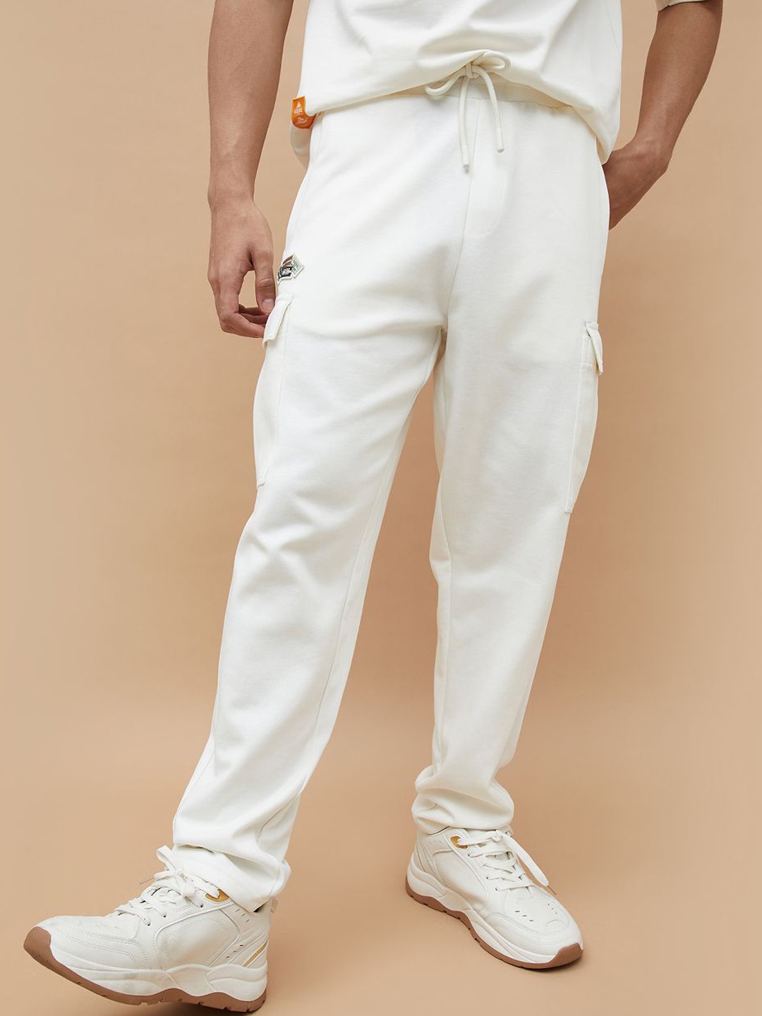 

Kappa Men Relaxed-Fit Mid Rise Cargos Track Pants, Off white