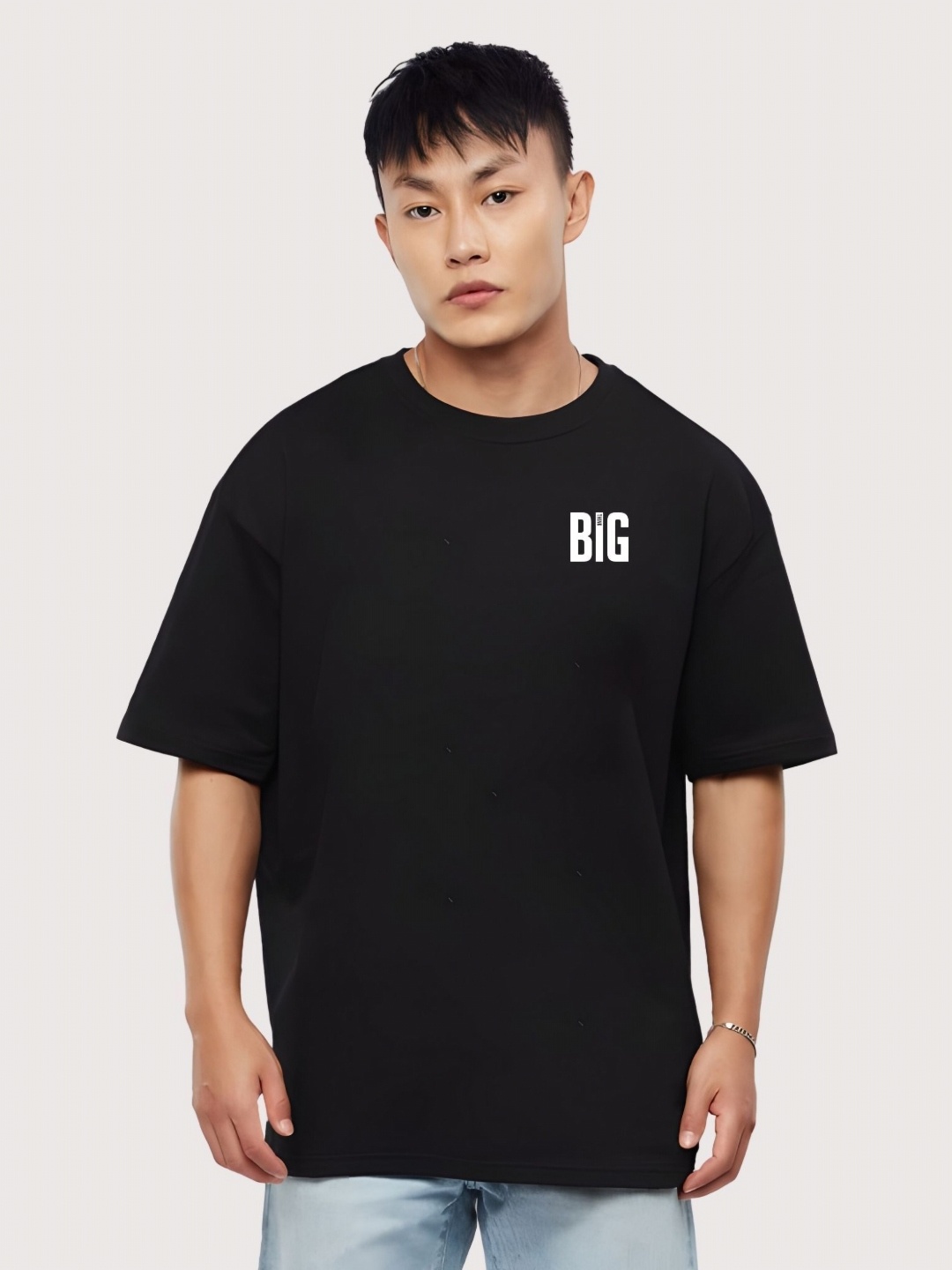 

Moda Rapido Men Typography Printed Round Neck Cotton Oversized T-shirt, Black
