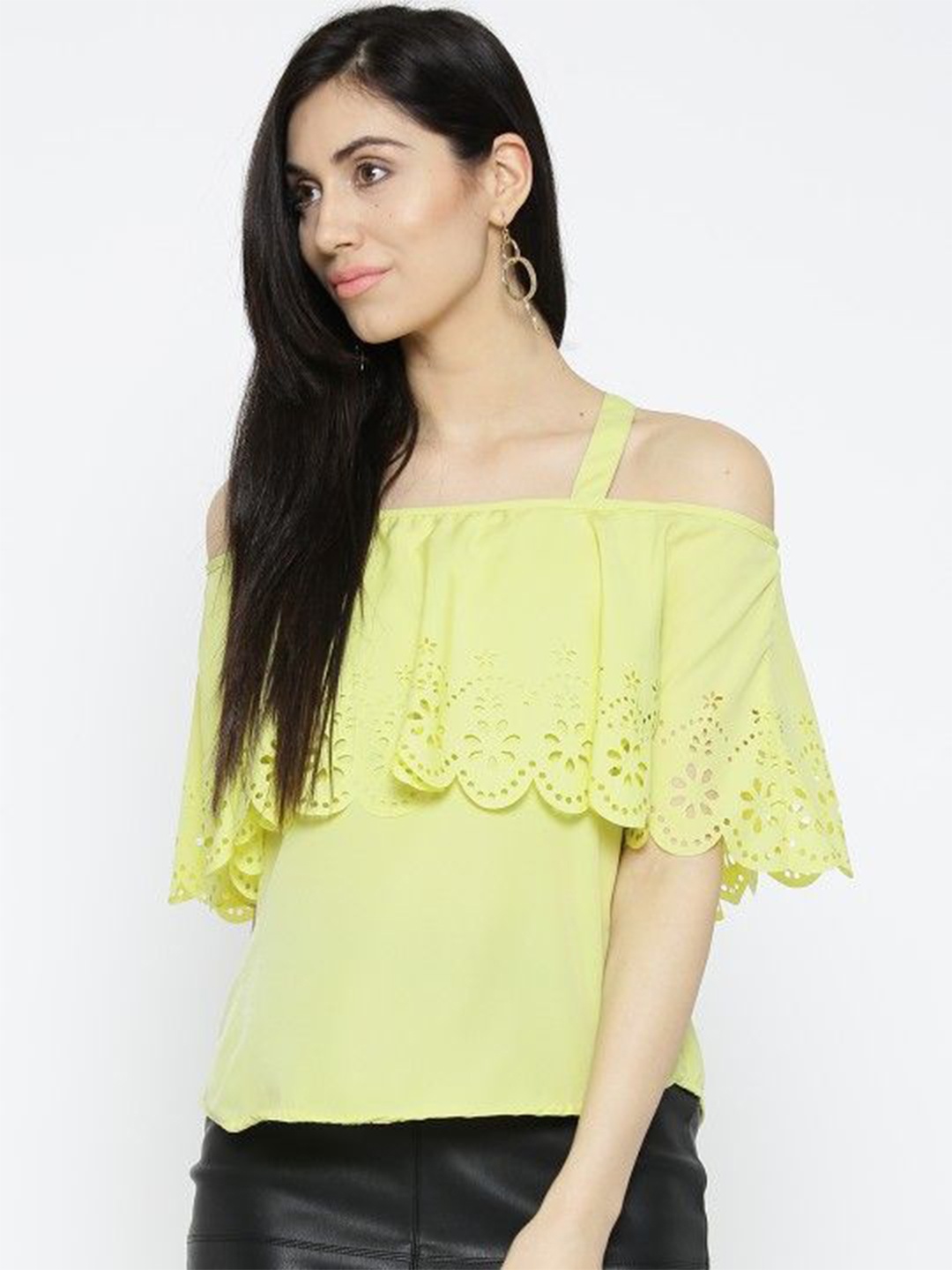 

Moda Rapido Schiffli Detail Top, Yellow