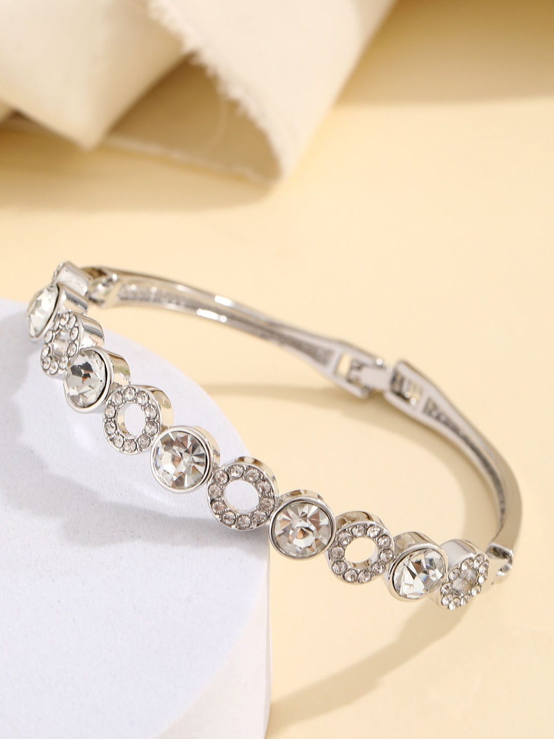 

Shining Diva Fashion Silver-Plated Crystals Studded Wraparound Bracelet