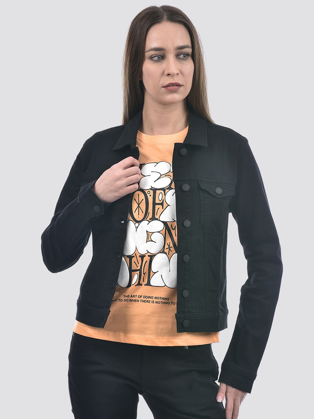 

ONLY Women Solid Denim Jacket, Black