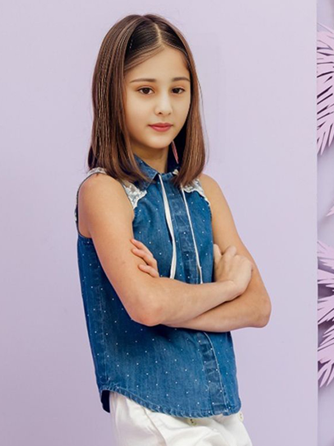 

FOREVER FRIDAY Girls Shirt Style Sleeveless Top, Blue