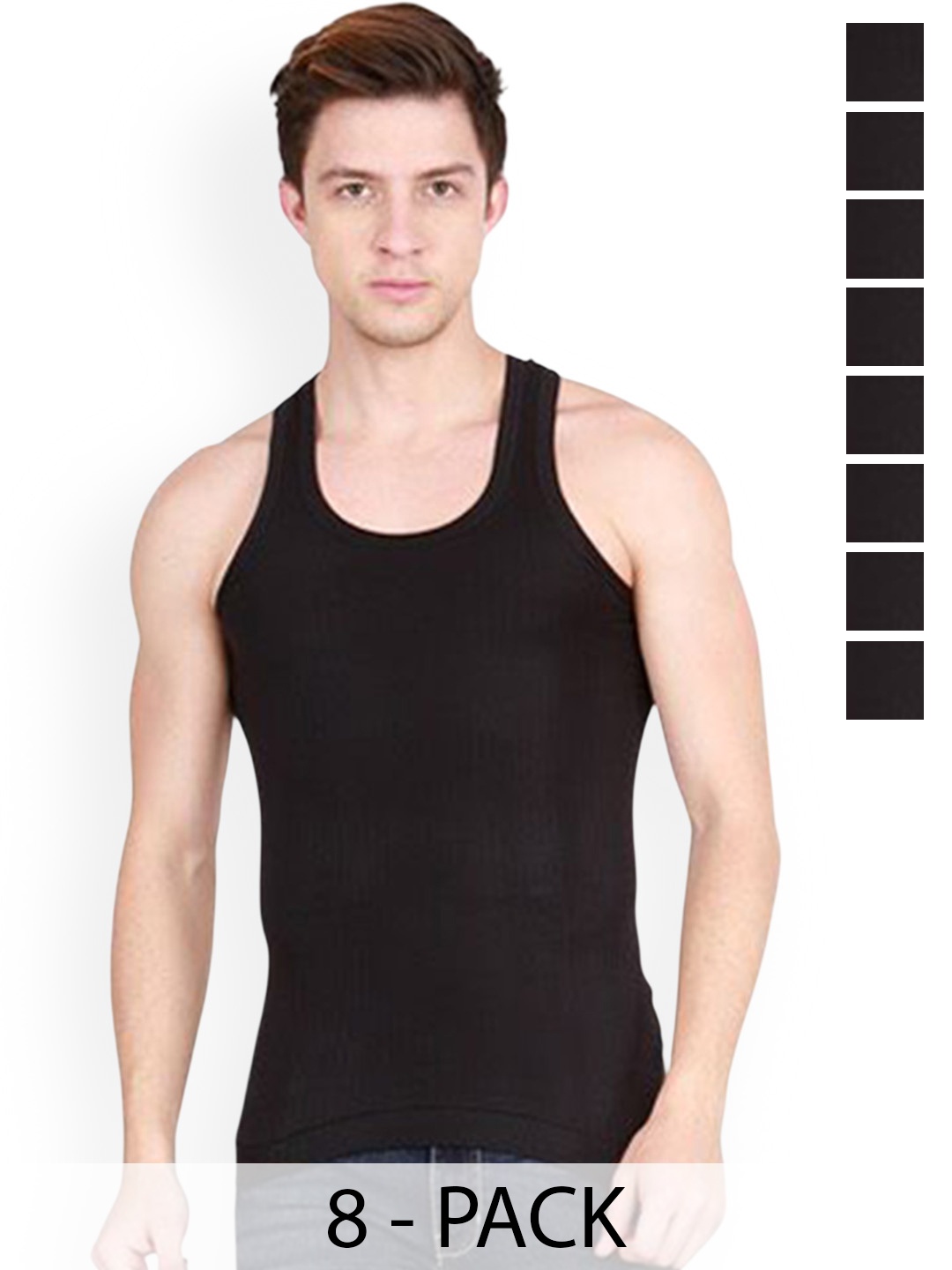 

Rupa Pack Of 8 Cotton Innerwear Vests - Frontline-Xing-Black-RN-8-85