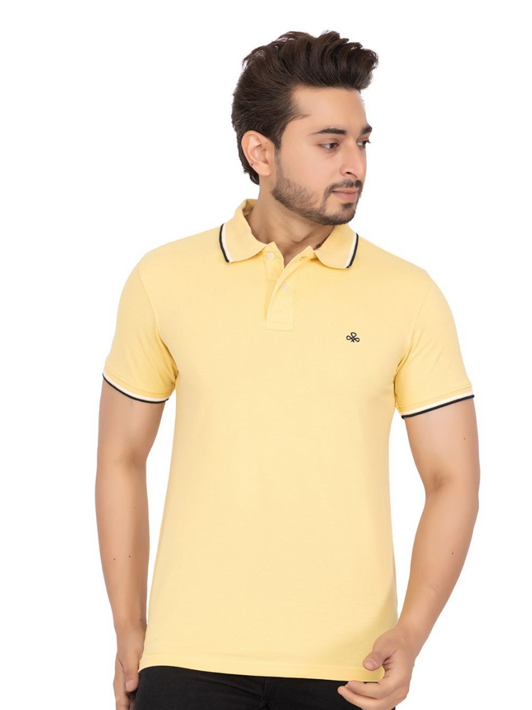 

Antiloop Men Solid Polo Collar Cotton T-shirt, Yellow