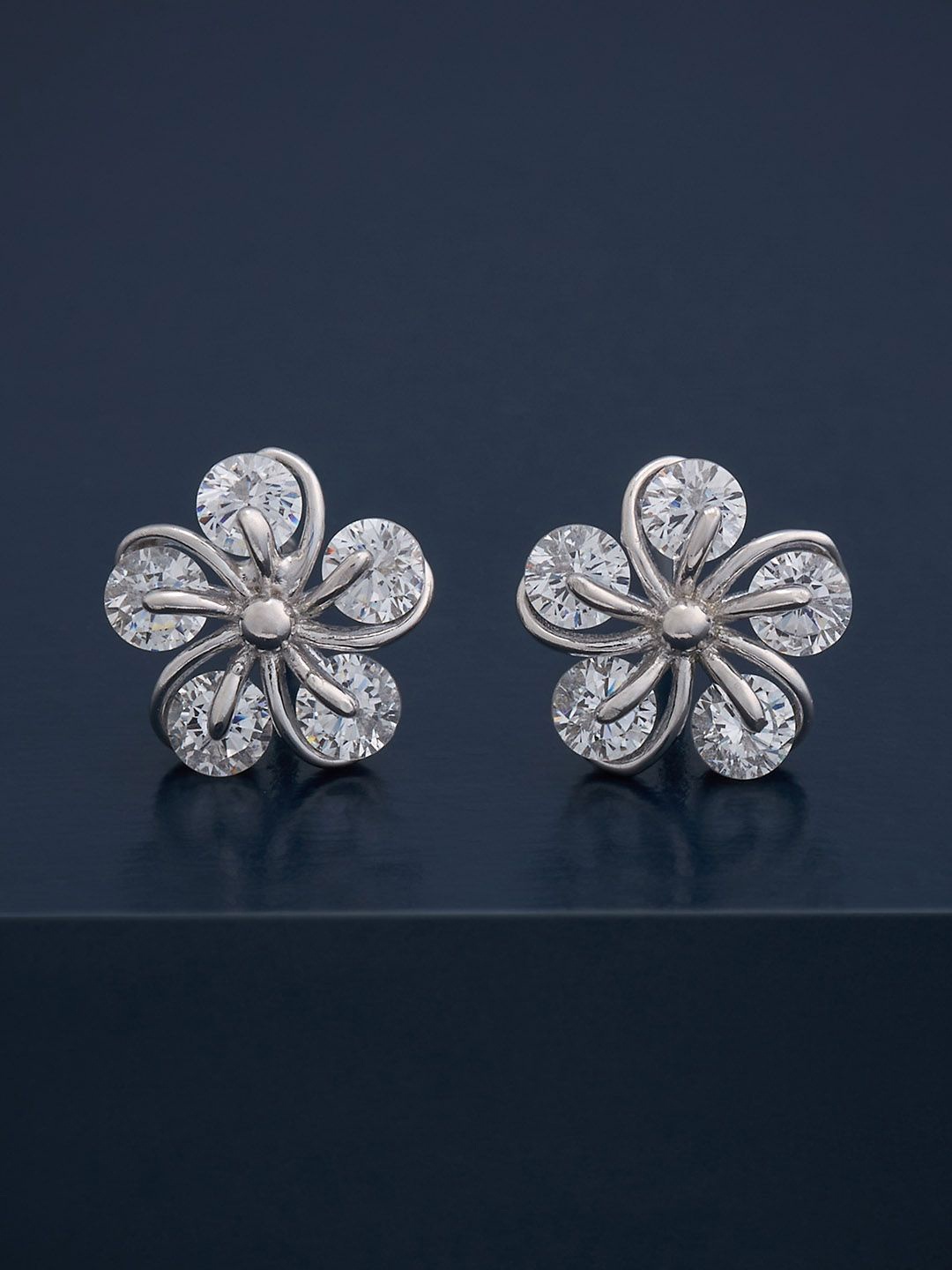 

Kushal's Fashion Jewellery 92.5 Silver Rhodium-Plated Classic Zircon Studs, White