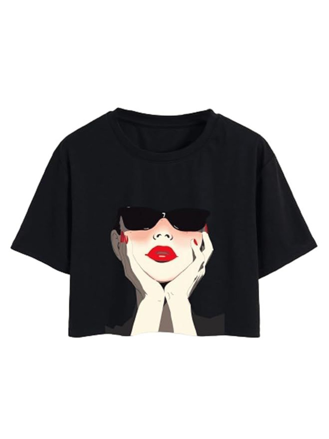 

KATECLO Women Graphic Printed Round Neck Cotton Relaxed Fit T-shirt, Black