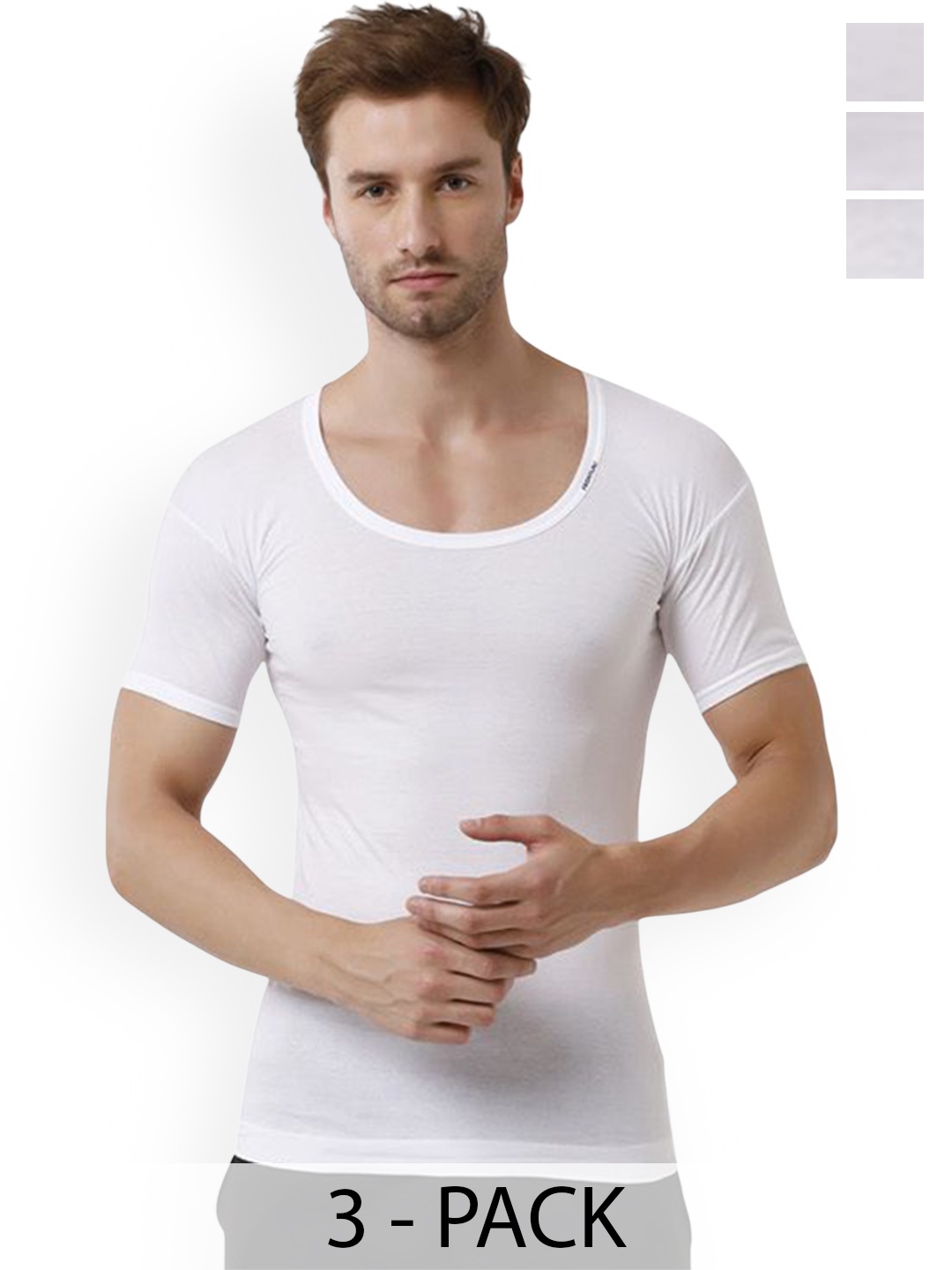 

Rupa Pack Of 3 Pure Cotton Undershirt Vests Frontline-White-Vest-RNS-3-80