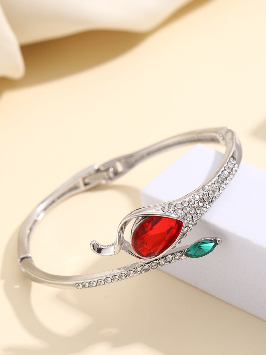 

Shining Diva Fashion Silver-Plated Crystals Studded Wraparound Bracelet
