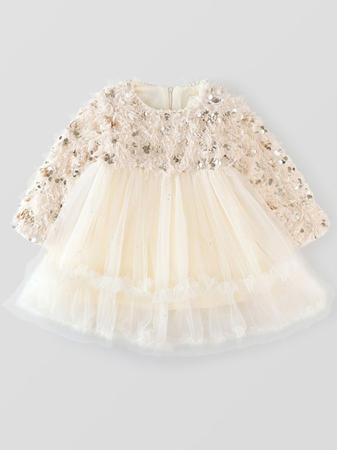 

LULU & SKY Girls Sequined Embellished Fit & Flare Dress, Off white