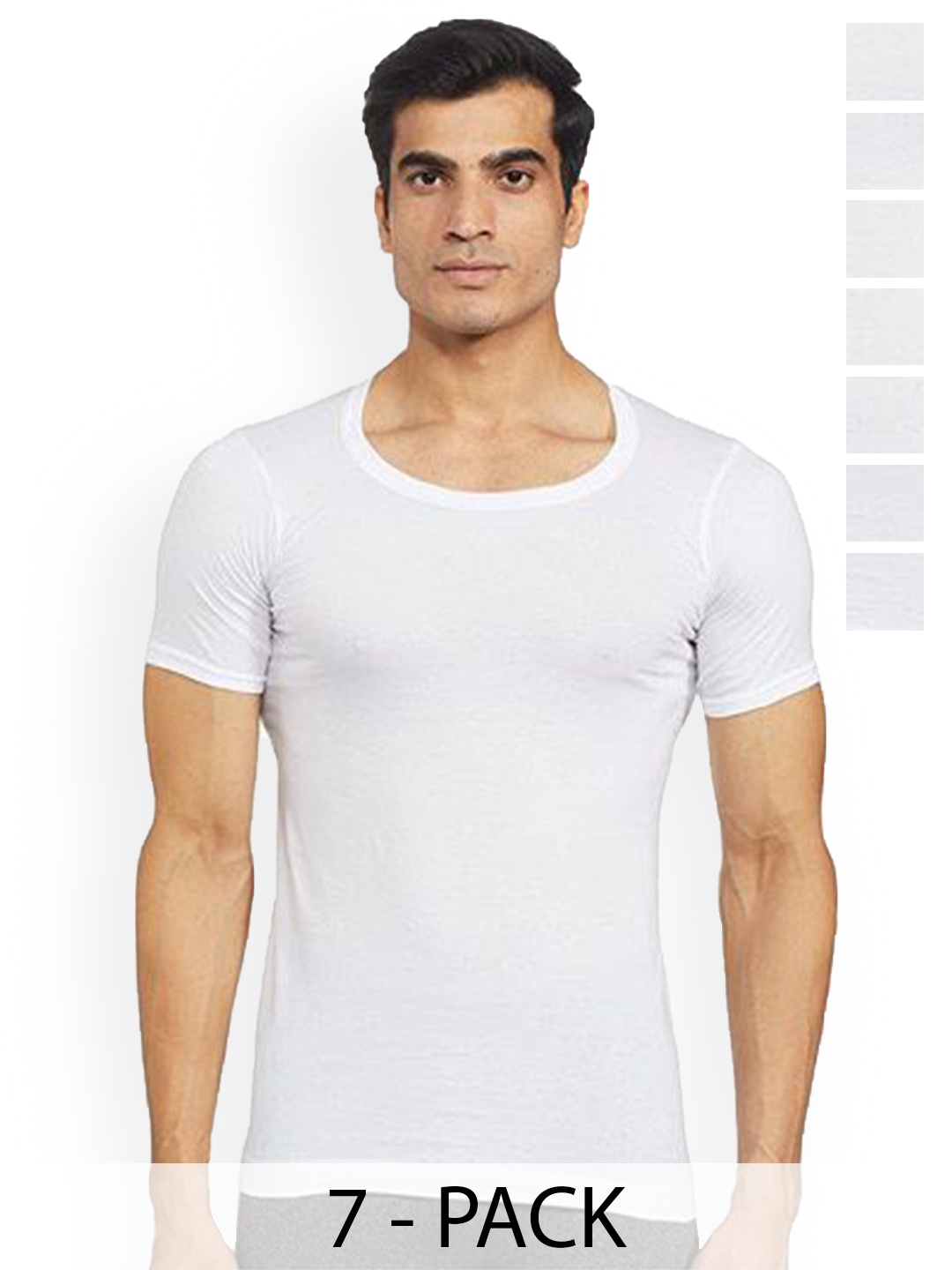 

Rupa Set Of 7 Cotton Undershirt Vests Frontline-Sky-White-RNS-7-80