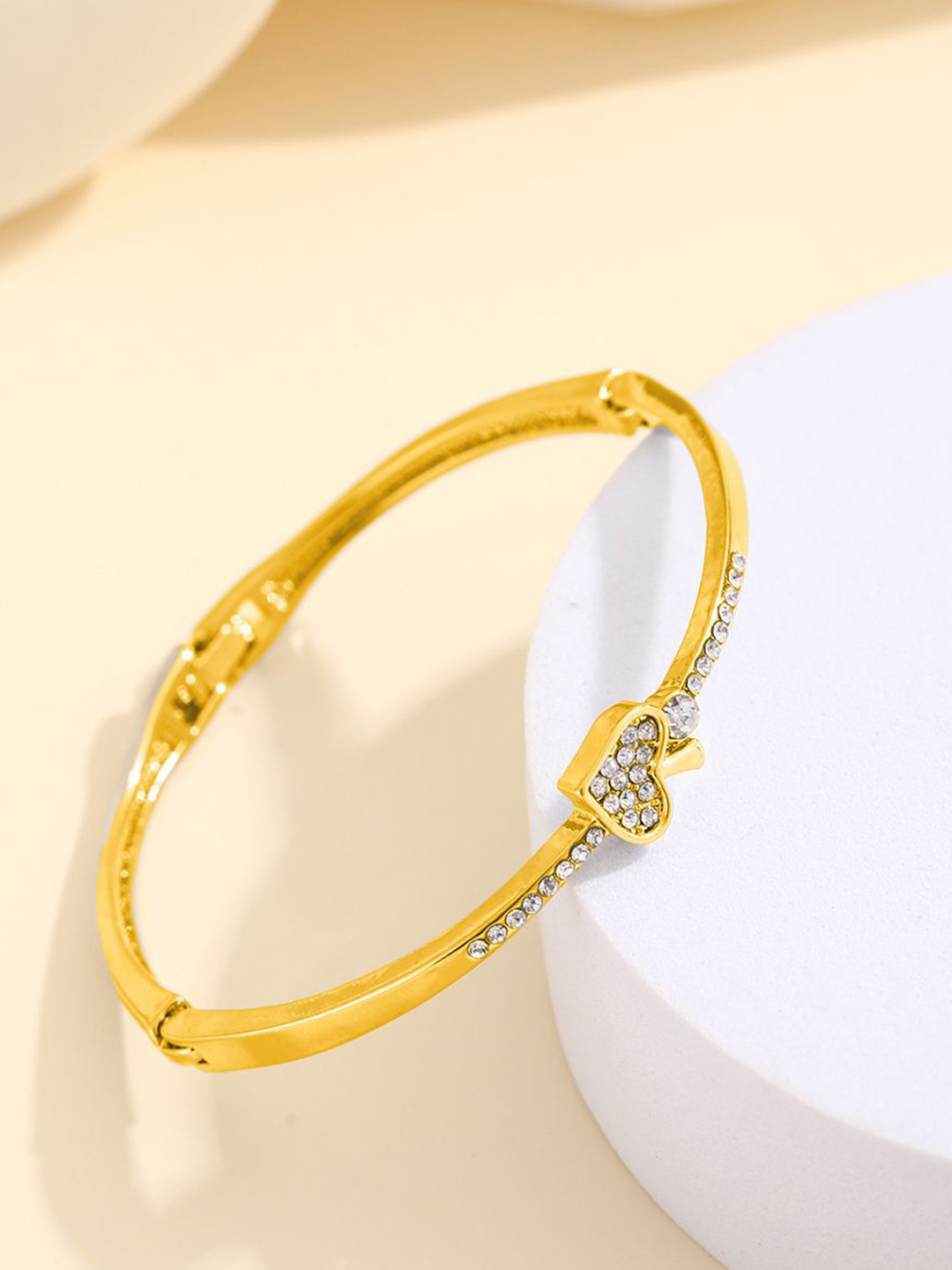 

Shining Diva Fashion Gold-Plated Crystals Studded Bangle-Style Bracelet