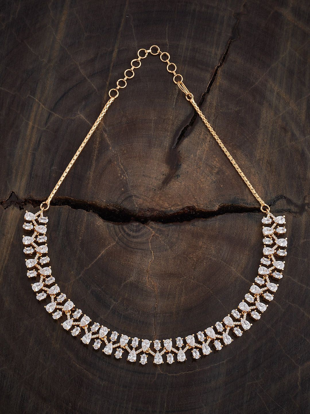 

Kushal's Fashion Jewellery Copper Gold-Plated Zircon Necklace