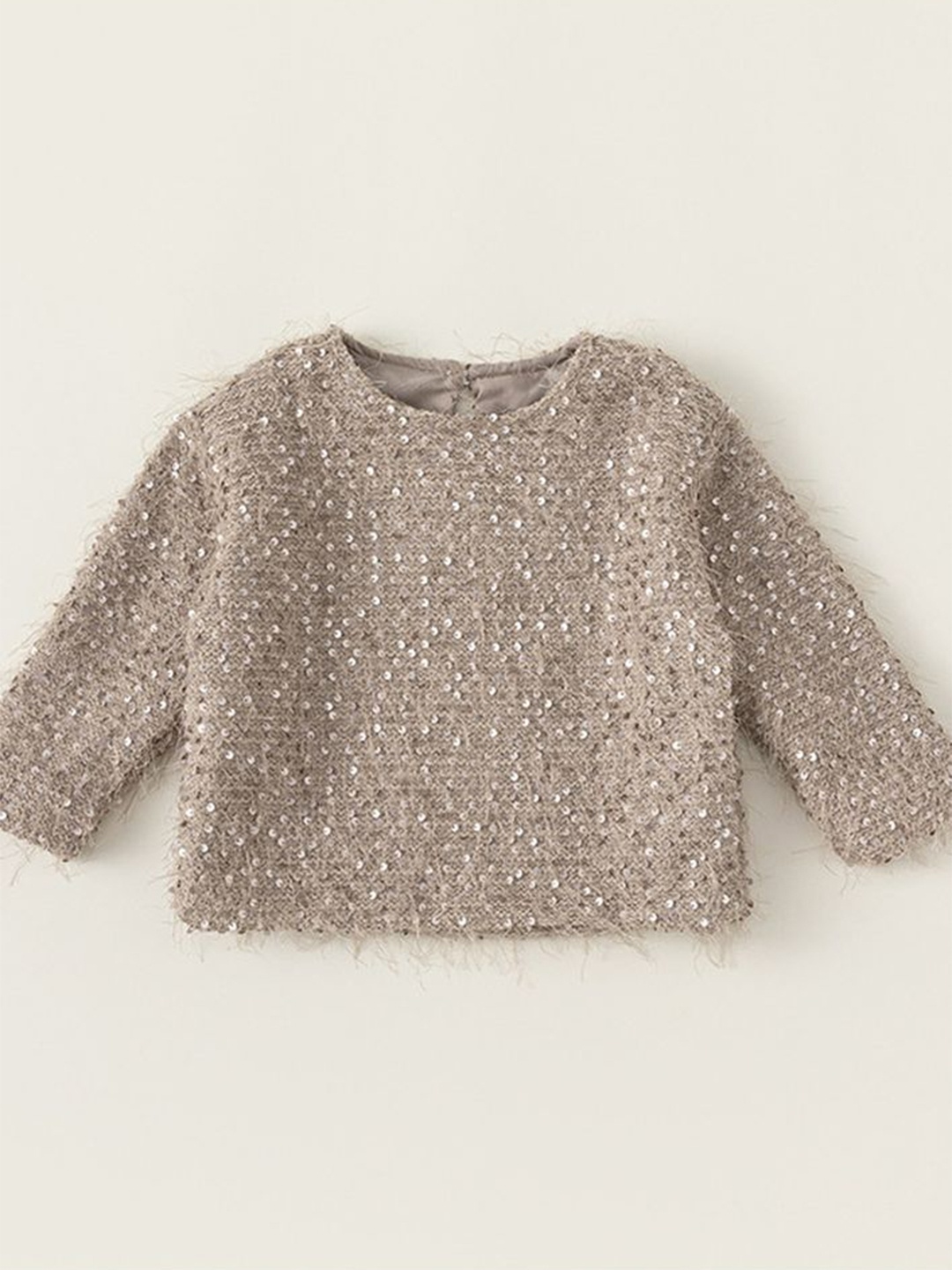 

LULU & SKY Girls Embellished Round Neck Top, Brown