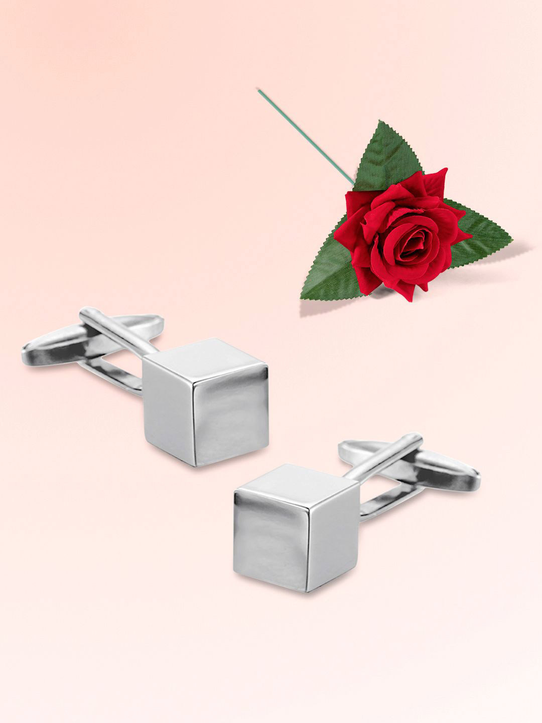 

Peora Men Geometric Cufflink, Silver