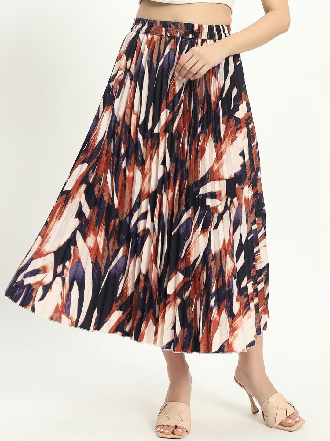 

ZWERLON Women Printed Midi A-Line Skirt, Purple