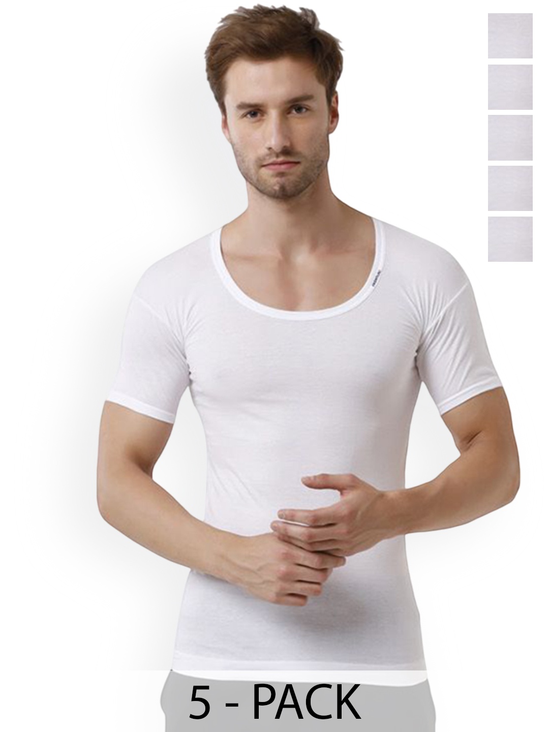 

Rupa Set Of 5 Cotton Undershirt Vests Frontline-White-Vest-RNS-5-80