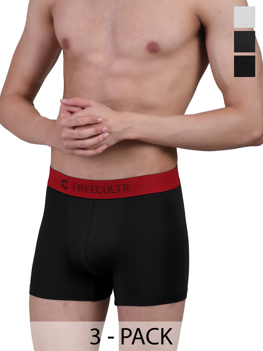 

FREECULTR Pack Of 3 Anti-Bacterial Trunks, Black