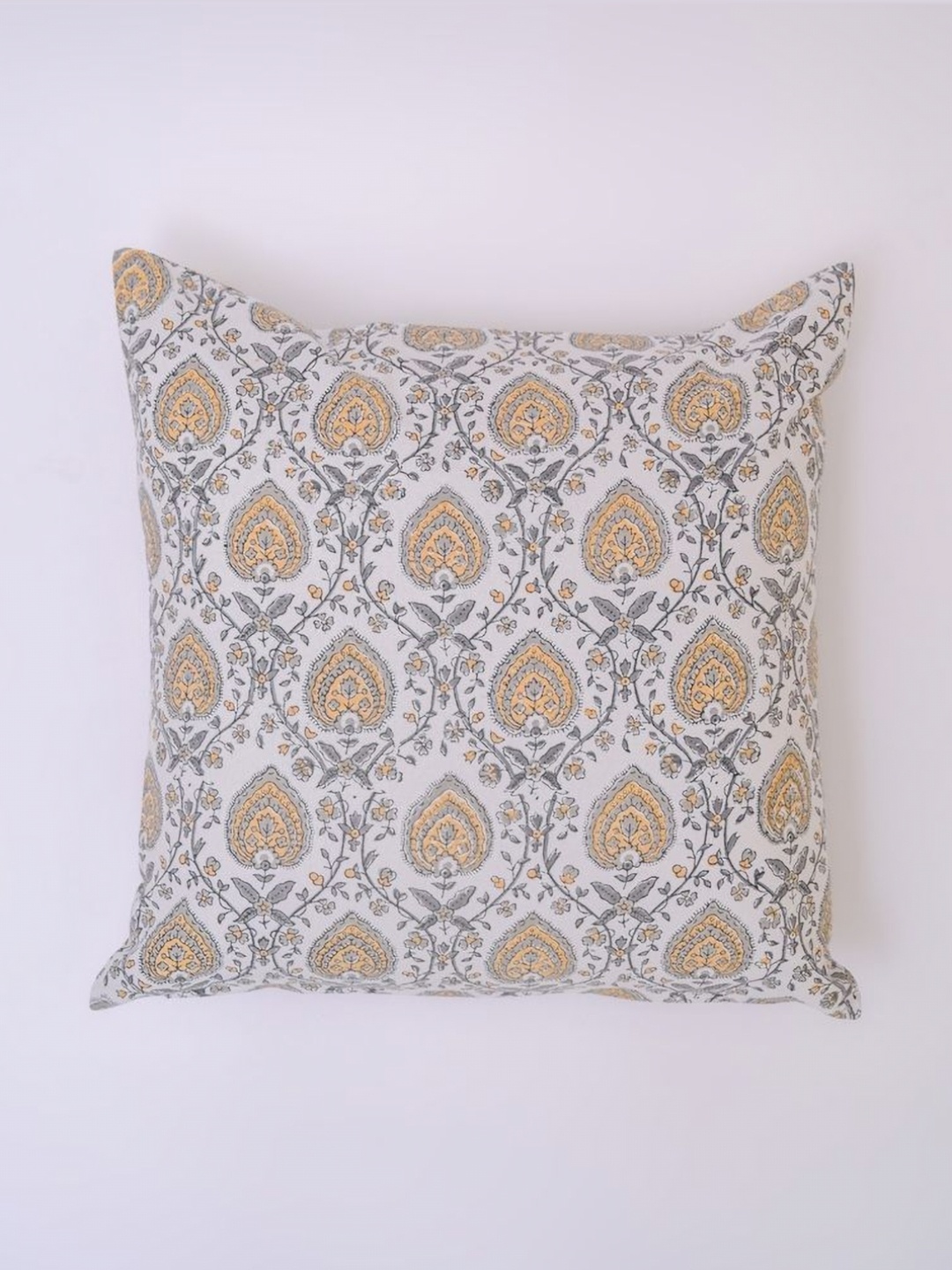 

Block N Style Aditi White & Mustard Floral Printed Cotton Square Cushion Covers