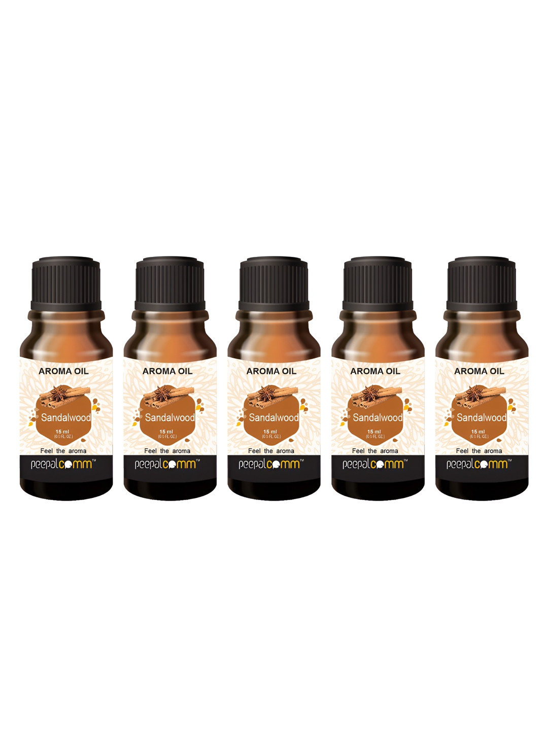 

PEEPALCOMM 5-Pcs Brown Sandalwood EssentialOil-15ml