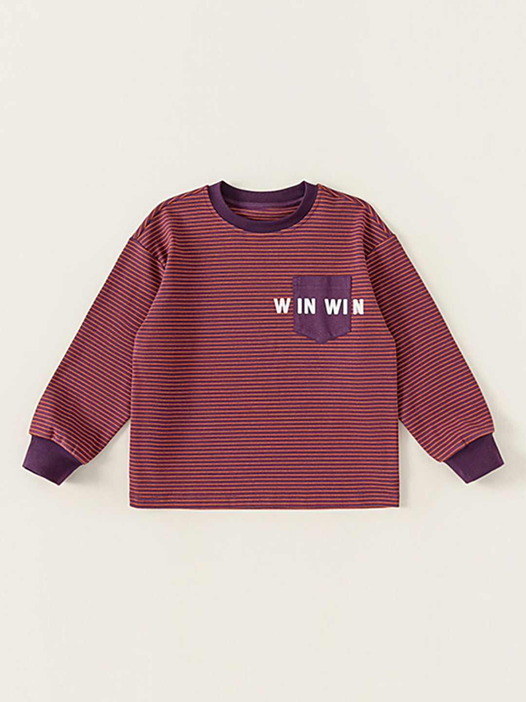 

LULU & SKY Boys Striped Round Neck Cotton Relaxed Fit T-shirt, Purple