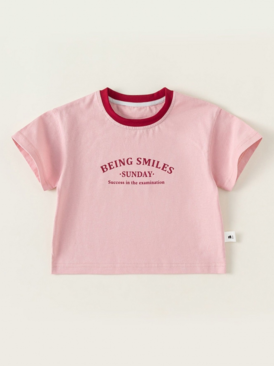 

LULU & SKY Girls Typography Printed Round Neck Cotton Boxy T-shirt, Pink