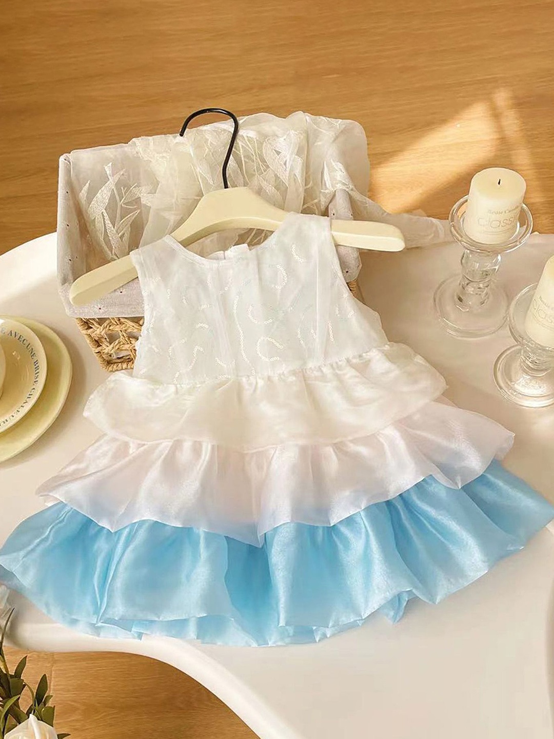

LULU & SKY Girls Ombre Layered Fit & Flare Dress, Beige