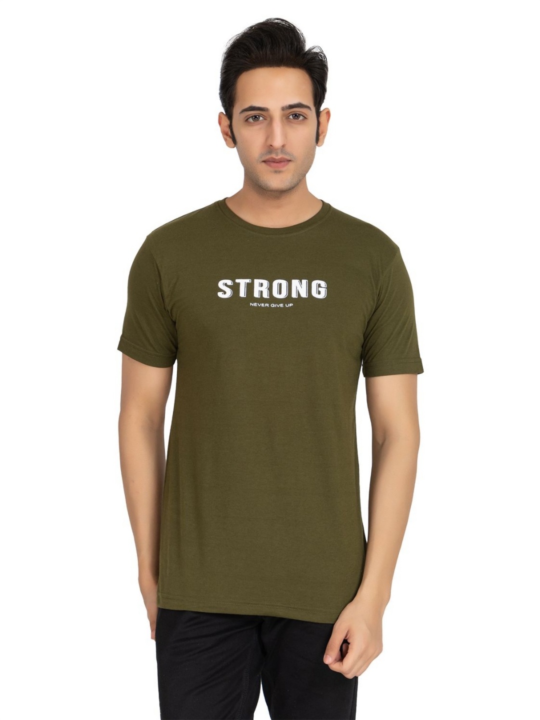 

Antiloop Men Typography Printed T-shirt, Olive