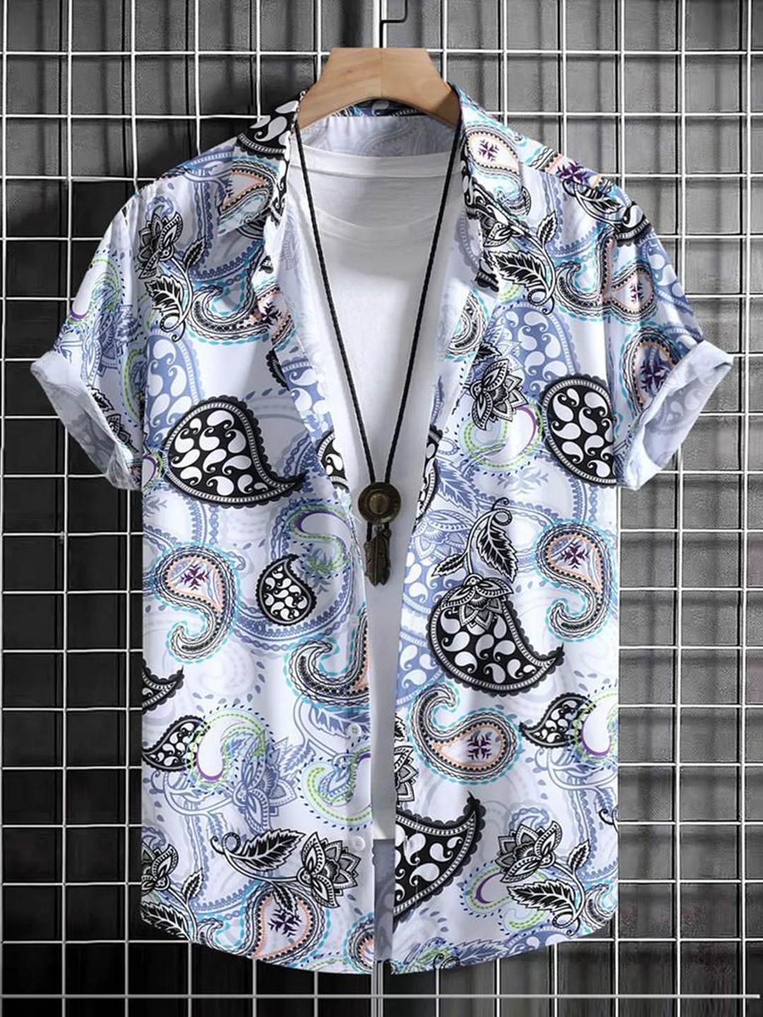 

Metronaut Men Standard Regular Fit Ethnic Motifs Printed Elastane Casual Shirt, White