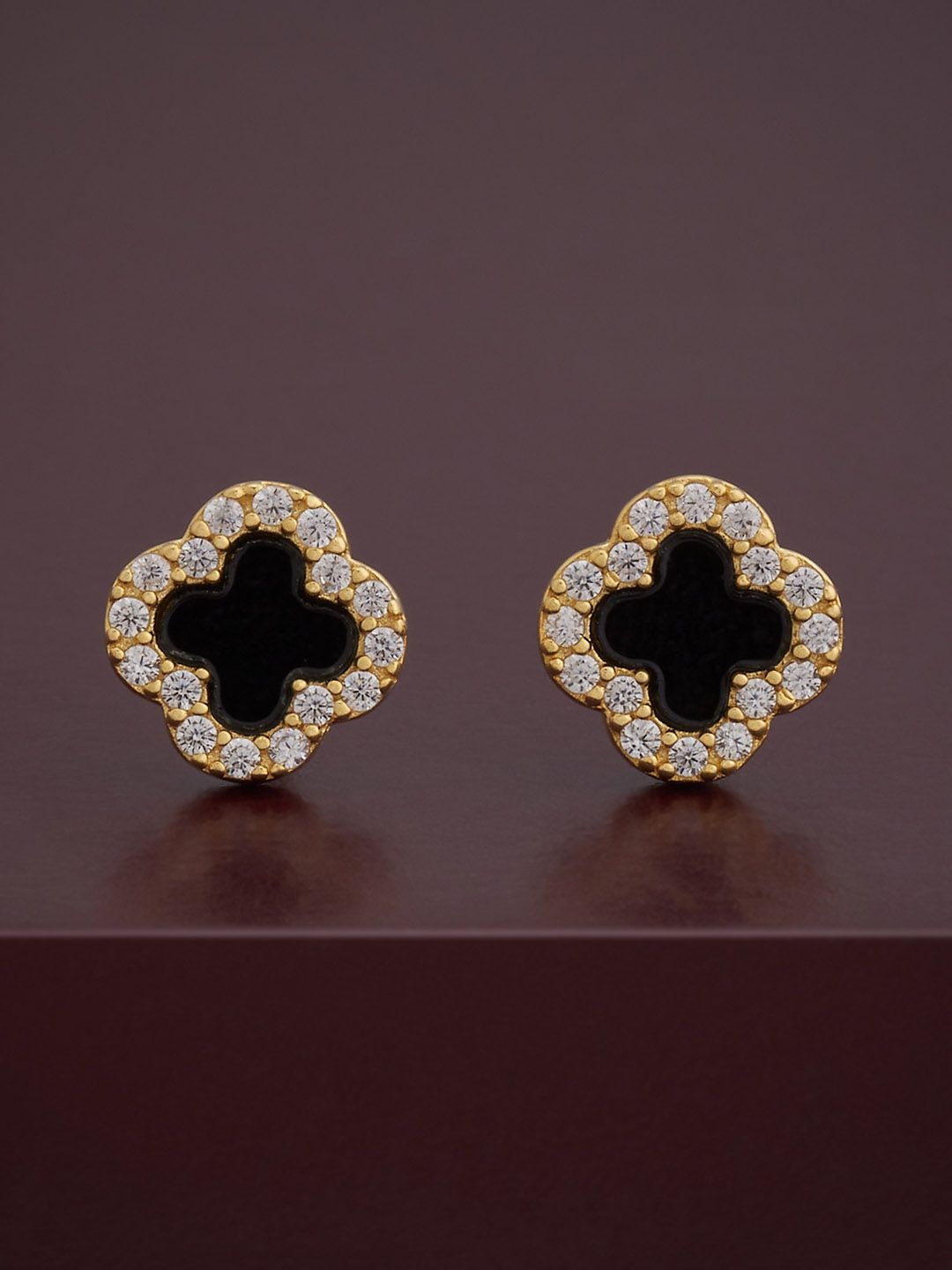

Kushal's Fashion Jewellery 92.5 Silver Gold-Plated Classic Studs, Black