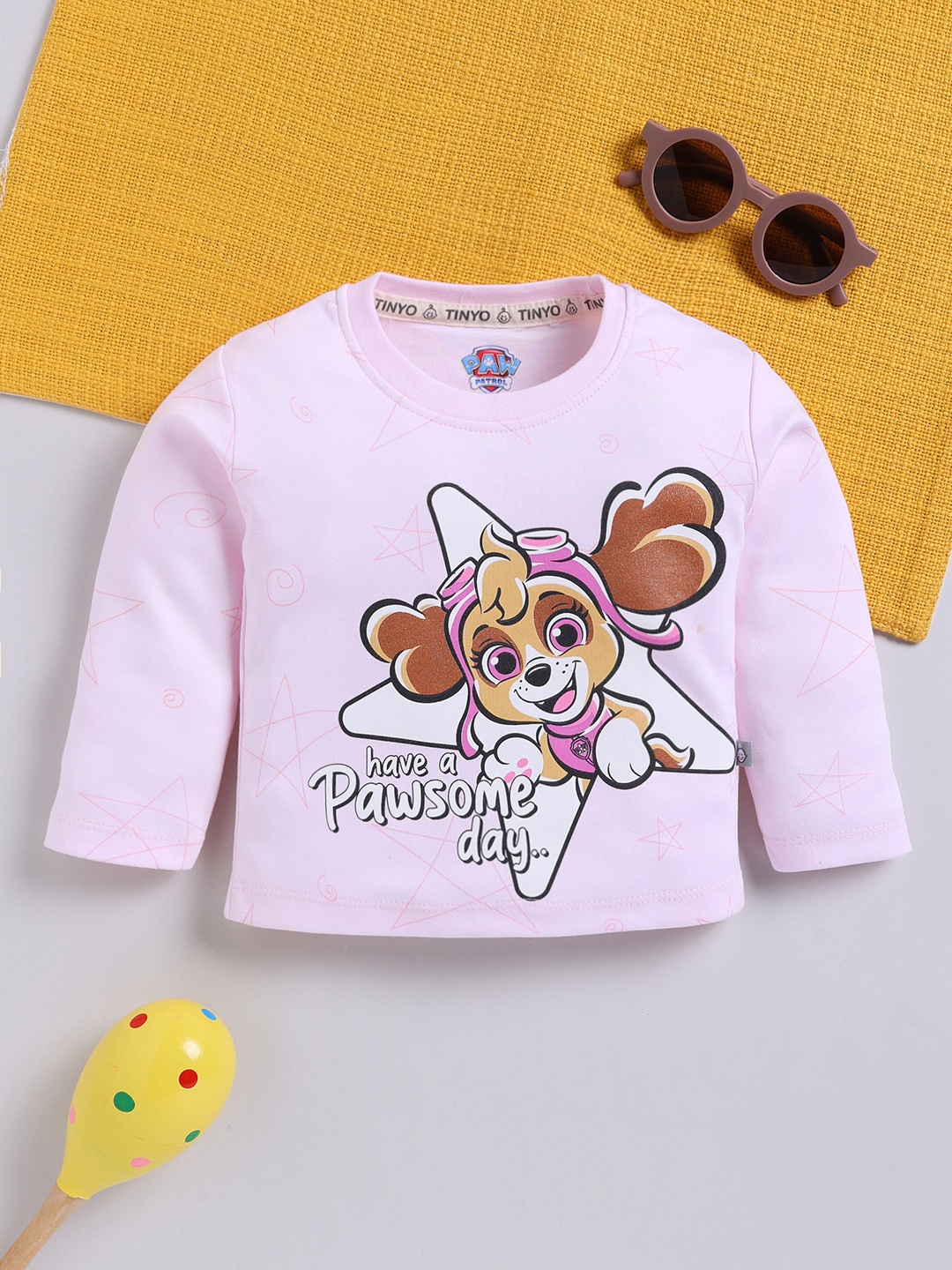 

YK X Tinyo Infant Girls Paw Patrol Printed Cotton T-shirt, Pink