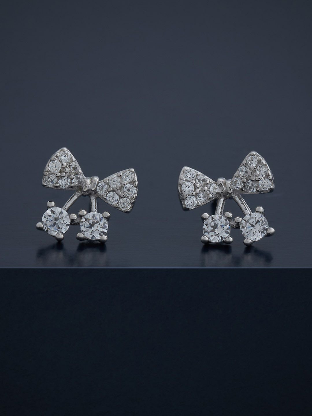 

Kushal's Fashion Jewellery 92.5 Silver Rhodium-Plated Classic Studs, White