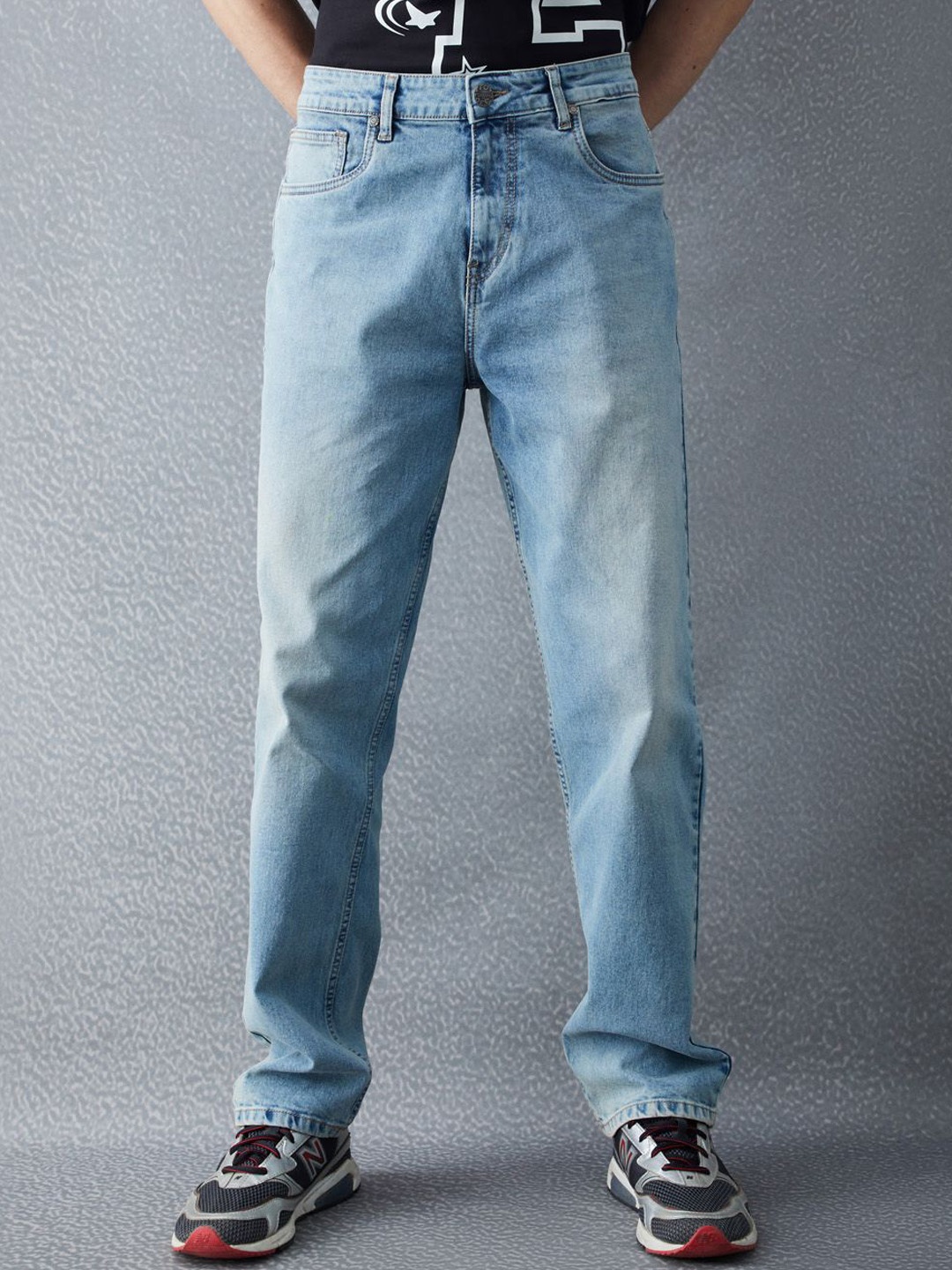 

VOLTEDGE Men Cotton Straight Mid Rise Heavy Fade Stretchable Jeans, Blue