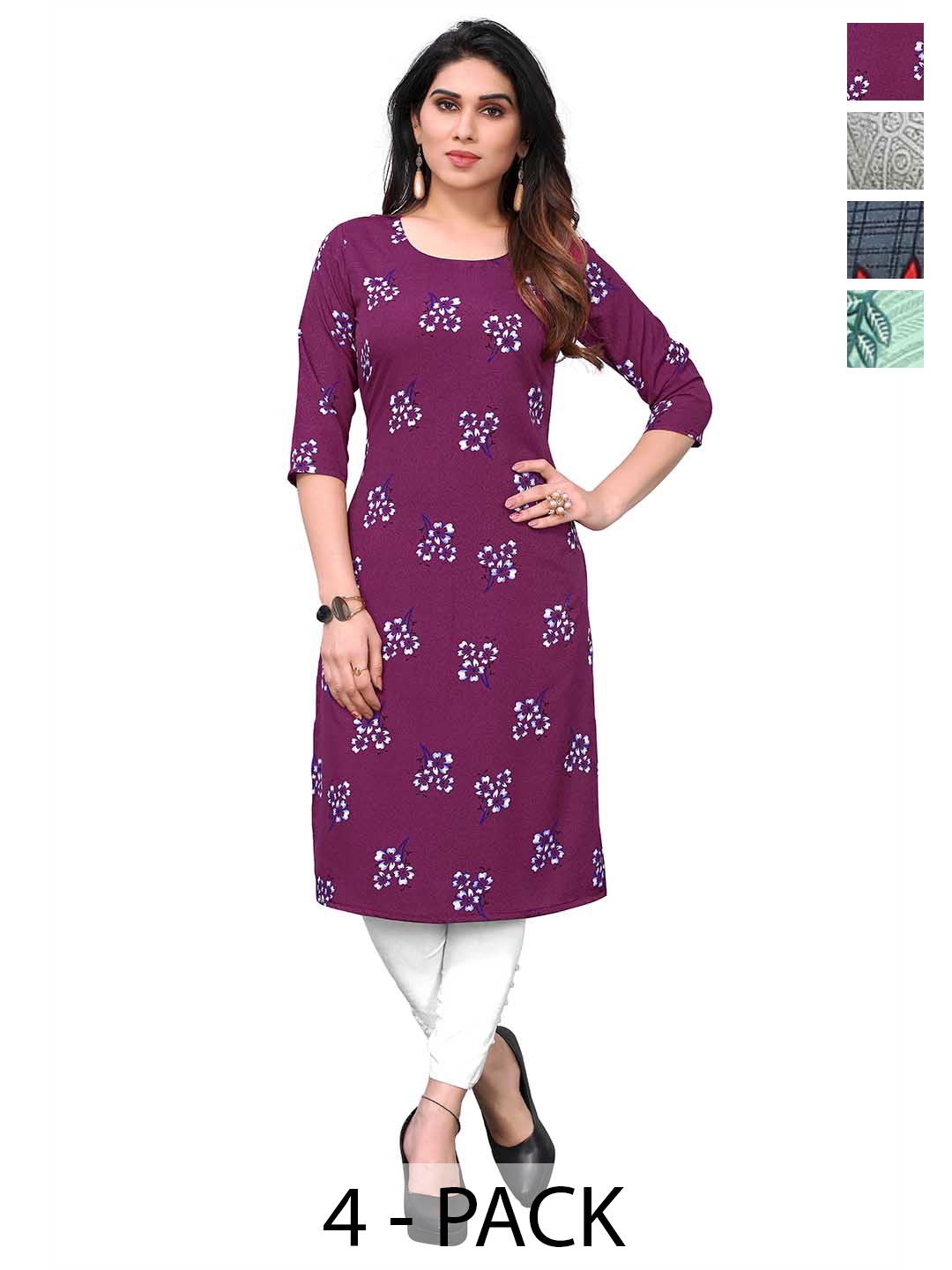 

KETAKI FASHION Women Ethnic Motifs Printed Mirror Work Crepe Kurta, Multi