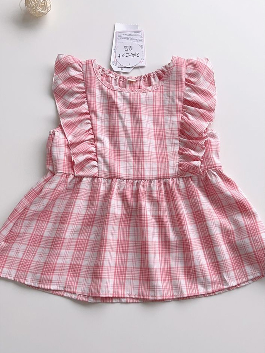 

LULU & SKY Girls Checked Print Mini-Length Dresses, Pink